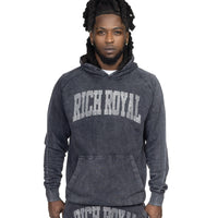 OVERSIZED: Varsity Rhinestone Hoodie (VINTAGE BLACK)