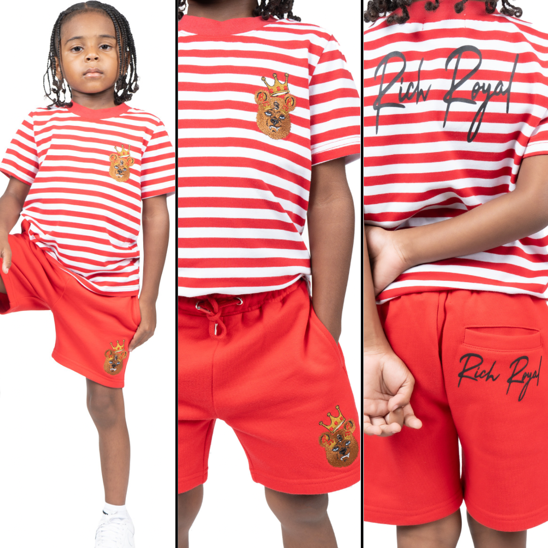 KIDS ‘Richie’ Stripe Short Set (RED)