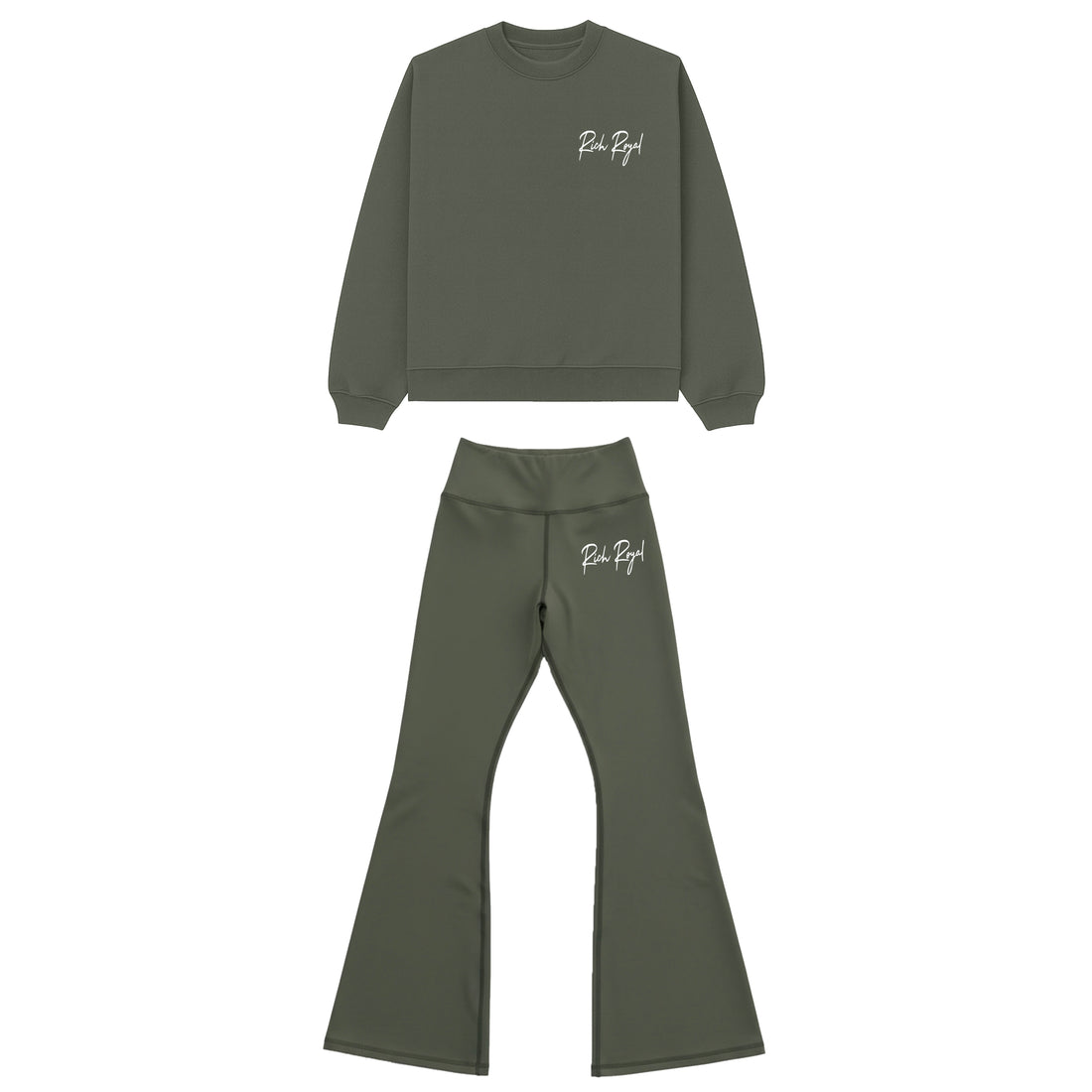 Oversized Crewneck + Flare Leggings (OLIVE)