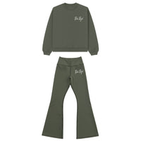 Oversized Crewneck + Flare Leggings (OLIVE)