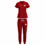 UNISEX: Scrub V-Neck + Jogger Set (BURGUNDY)