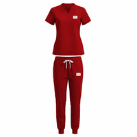 UNISEX: Scrub V-Neck + Jogger Set (BURGUNDY)