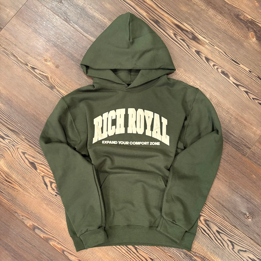 Varsity Slogan Hoodie (OLIVE/CREAM)