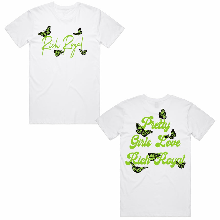 PGLRR Butterfly Tee (WHITE/LIME)