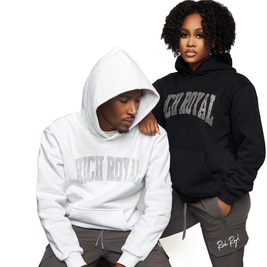 Varsity Rhinestone Hoodie (WHITE)